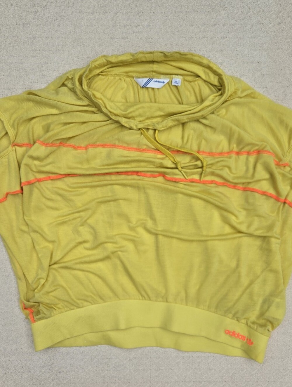 adidas Yellow Short-Sleeve Top with Neon Orange Trim